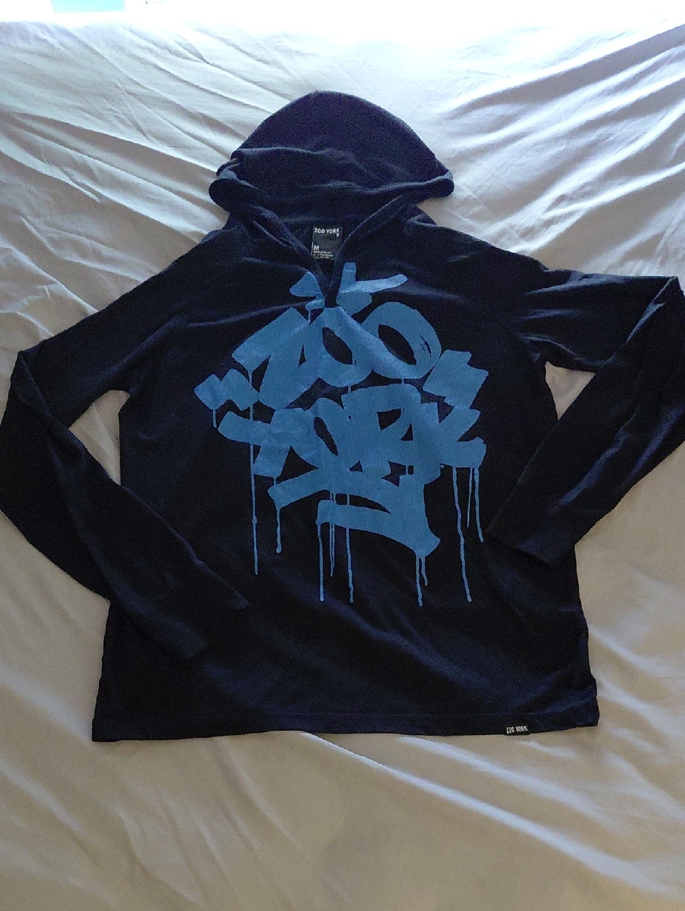 Zoo York Men's Black Crewneck Hoodie with Blue Graffiti Print